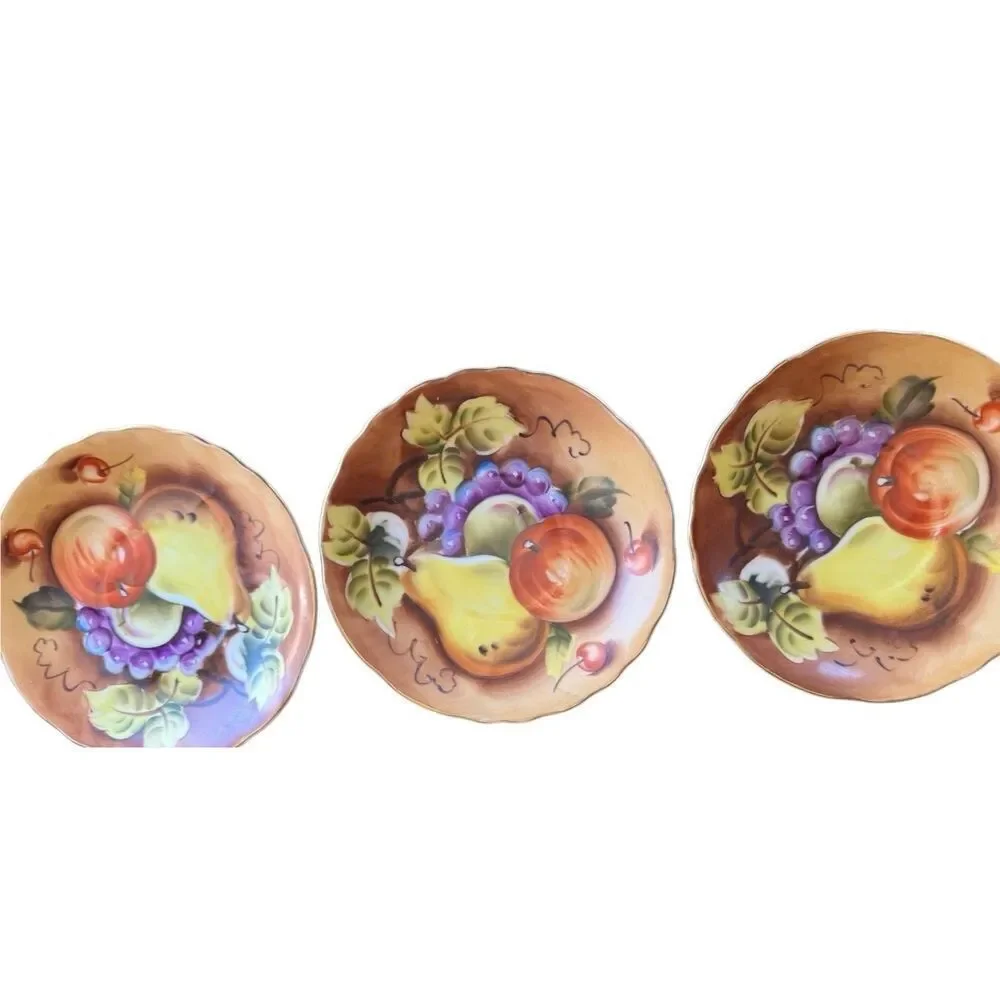 Lefton China Tea Set Heritage Brown Fruit Hand Painted Tea Party Decor Bridgerto